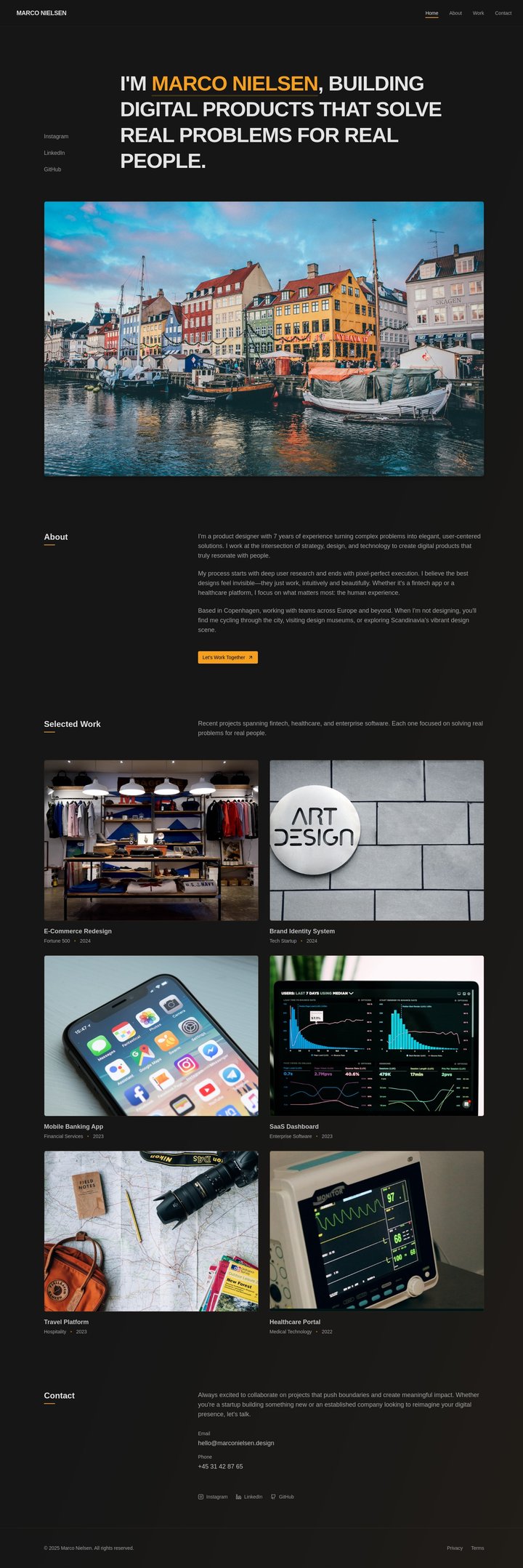 Marco Nielsen photography portfolio template