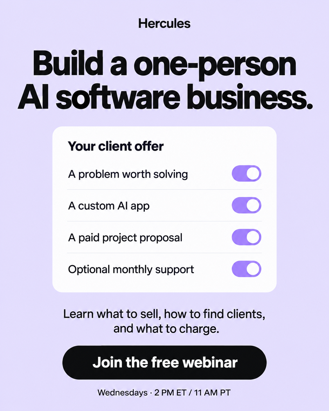 Ad concept: Build a one-person AI software business